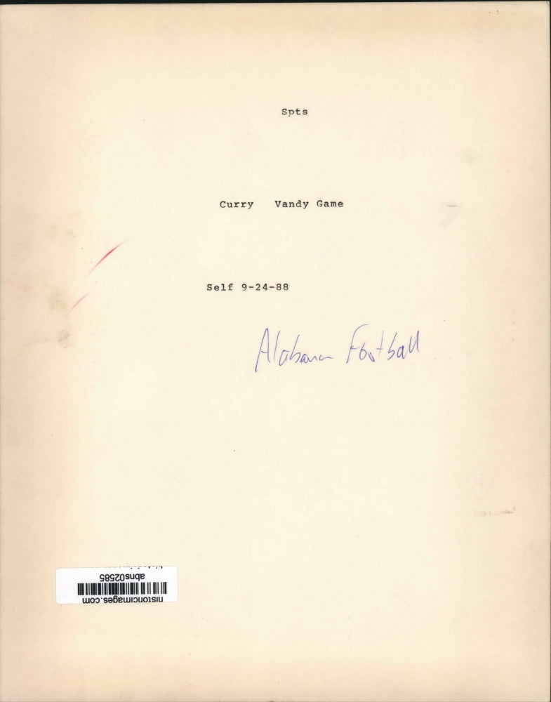 1988 Press Photo Alabama Head Football Ch Bill Curry During Vanderbilt Game