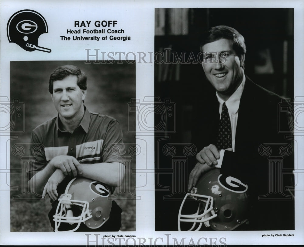 Press Photo Head Football Cch Ray Goff Of The University Of Georgia, Helmet - Historic Images