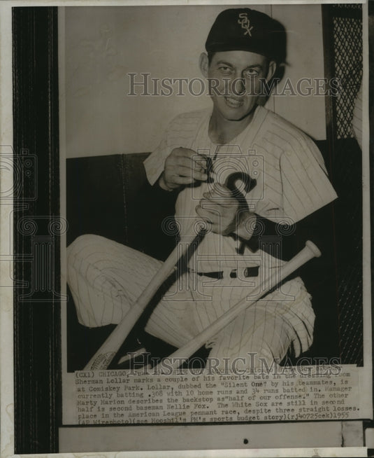1955 Press Photo Chicago White Sox Baseball's Sherman Lollar At Comiskey Park - Historic Images