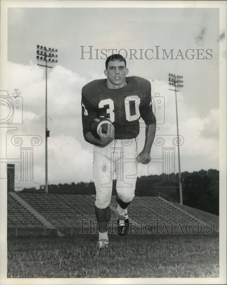 1964 Press Photo Howard College Fullback Tommy Hamby Poses Running With Fooball - Historic Images