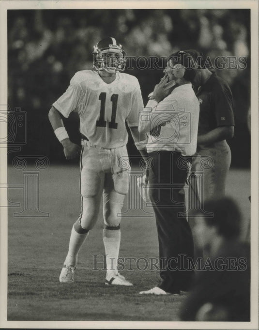 1985 Press Photo Alabama Football Coach Ray Perkins And Quarterback Mike Shula - Historic Images