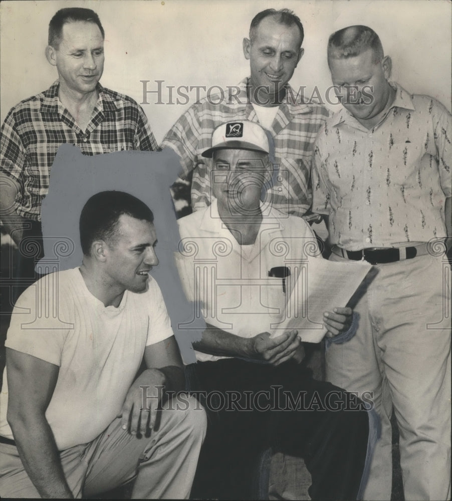 1960 Press Photo Bessemer High School Football Coaches Pose Prior To Game - Historic Images