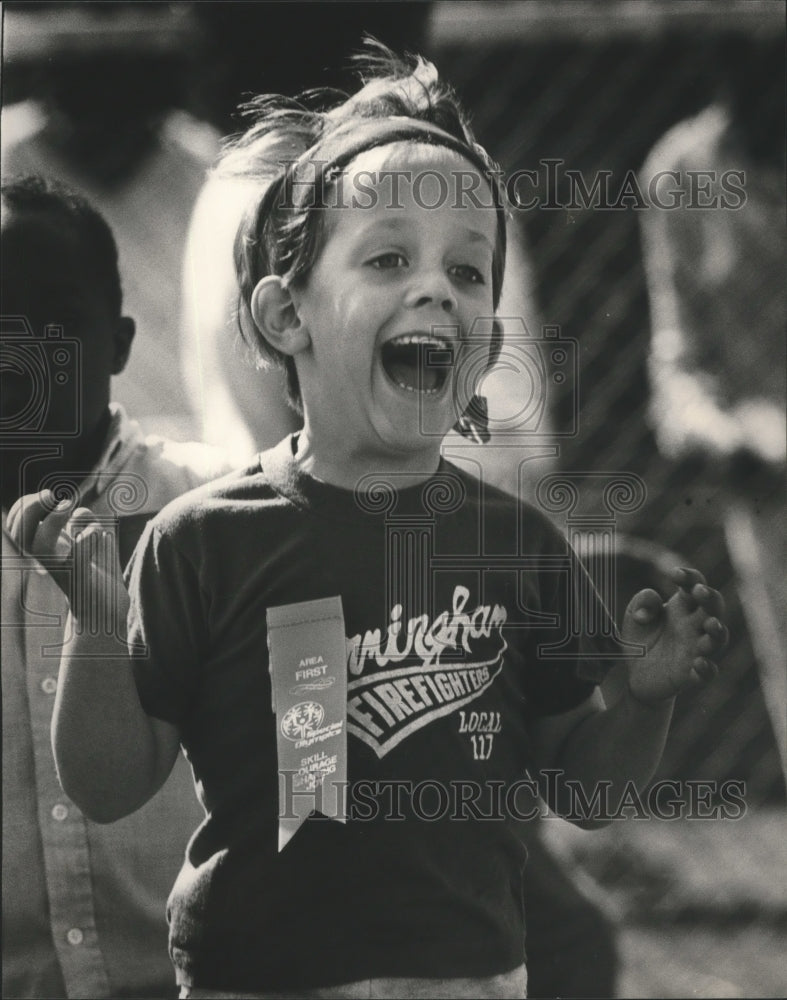 1987 Press Photo Special Olympics&#39; Migah Bush Of Arlington Center, Bessemer- Historic Images