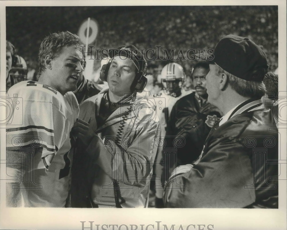 1986 Press Photo Auburn University Football Braintrust: Burger, Sullivan And Dye - Historic Images