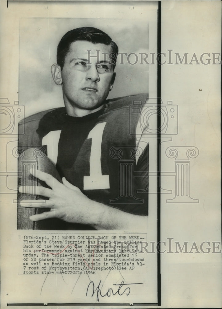 1966 Press Photo Steve Spurrier named Associated Press College Back of the Week - Historic Images