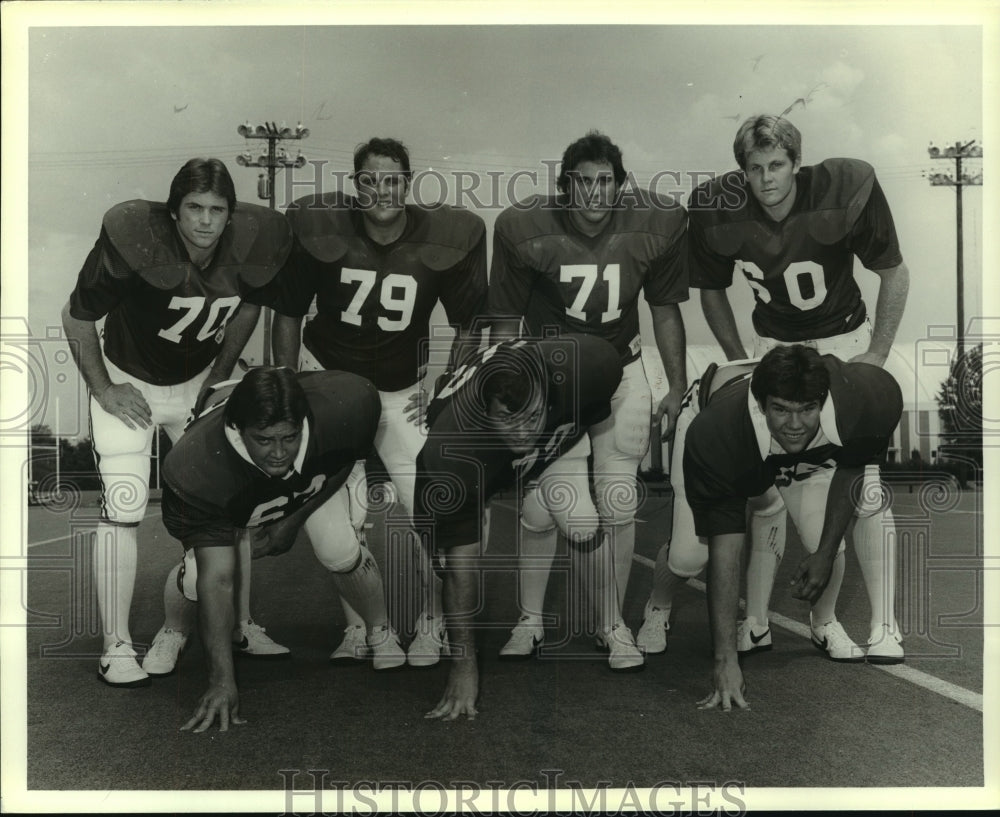 1984 Press Photo Seven Football Players - abns07328 - Historic Images