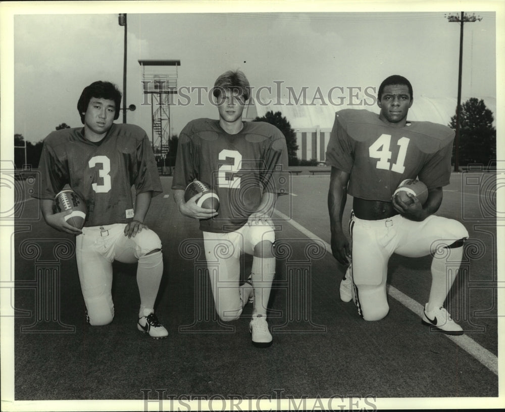 1981 Press Photo Three Football Players, 3, 2, 41 - abns07331 - Historic Images