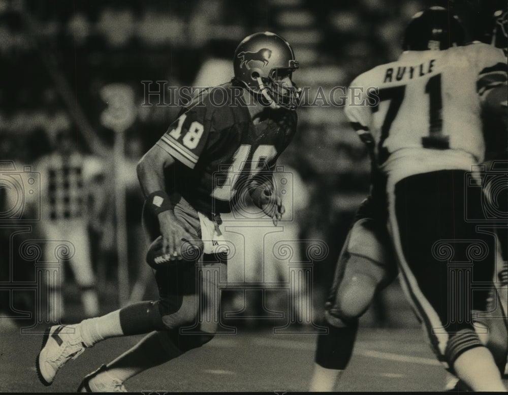 1984 Press Photo Birmingham Stallions - Cliff Stoudt, Quarterback in Game - Historic Images
