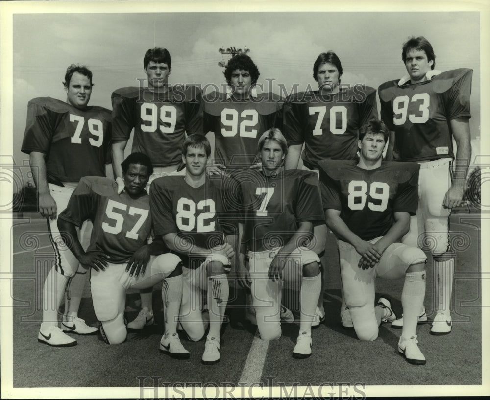 1981 Press Photo Two Rows of Young Football Players - abns07408 - Historic Images