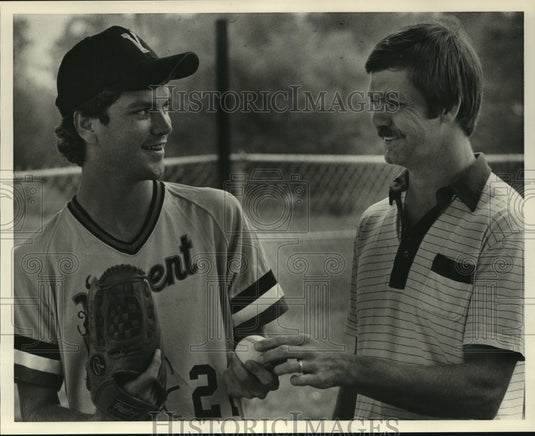 1985 Press Photo Vincent High baseball player Blaine Shaw and Coach Ken Wright - Historic Images