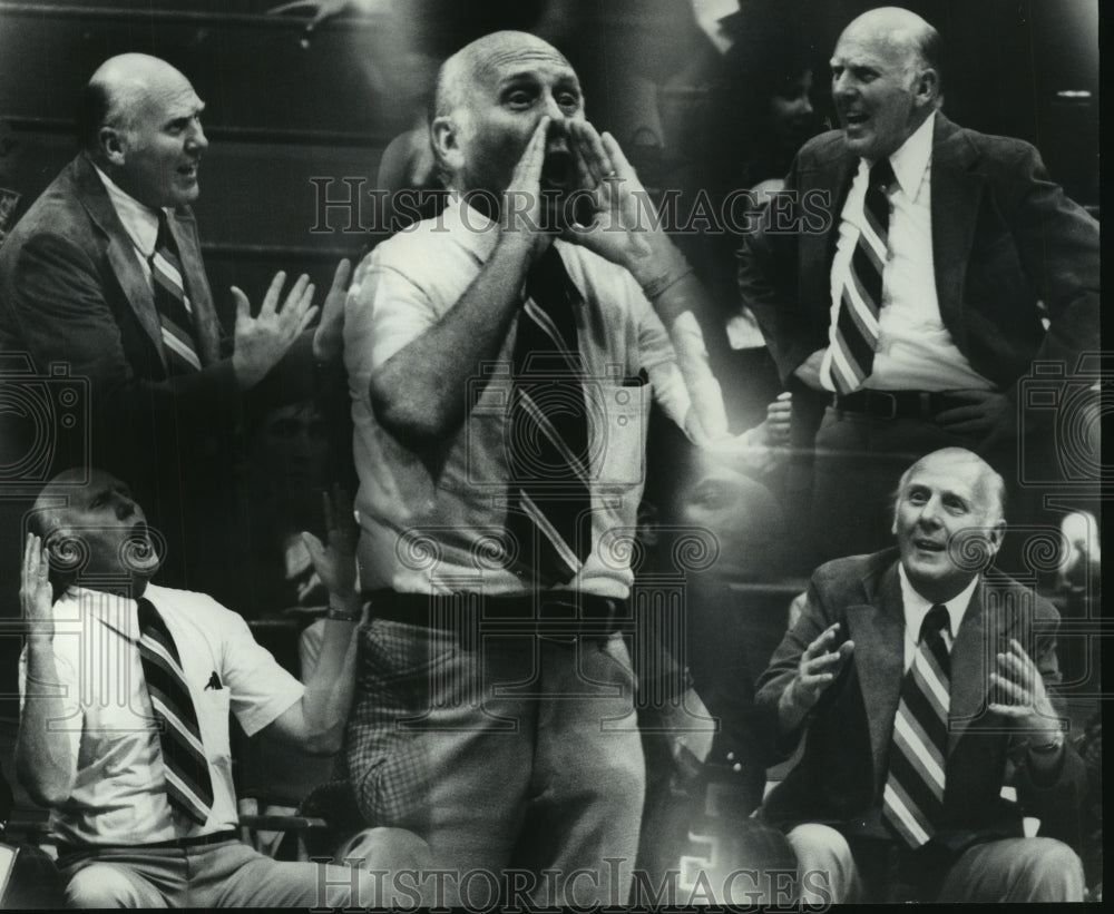 1980 Press Photo The many faces of Samford Basketball Cliff Wettig - Historic Images