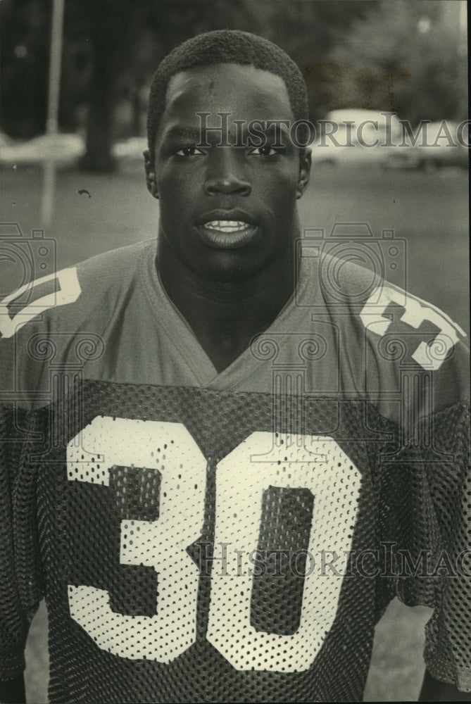 1983 Press Photo Montevallo Football Player Jeff Chism - abns08290 - Historic Images