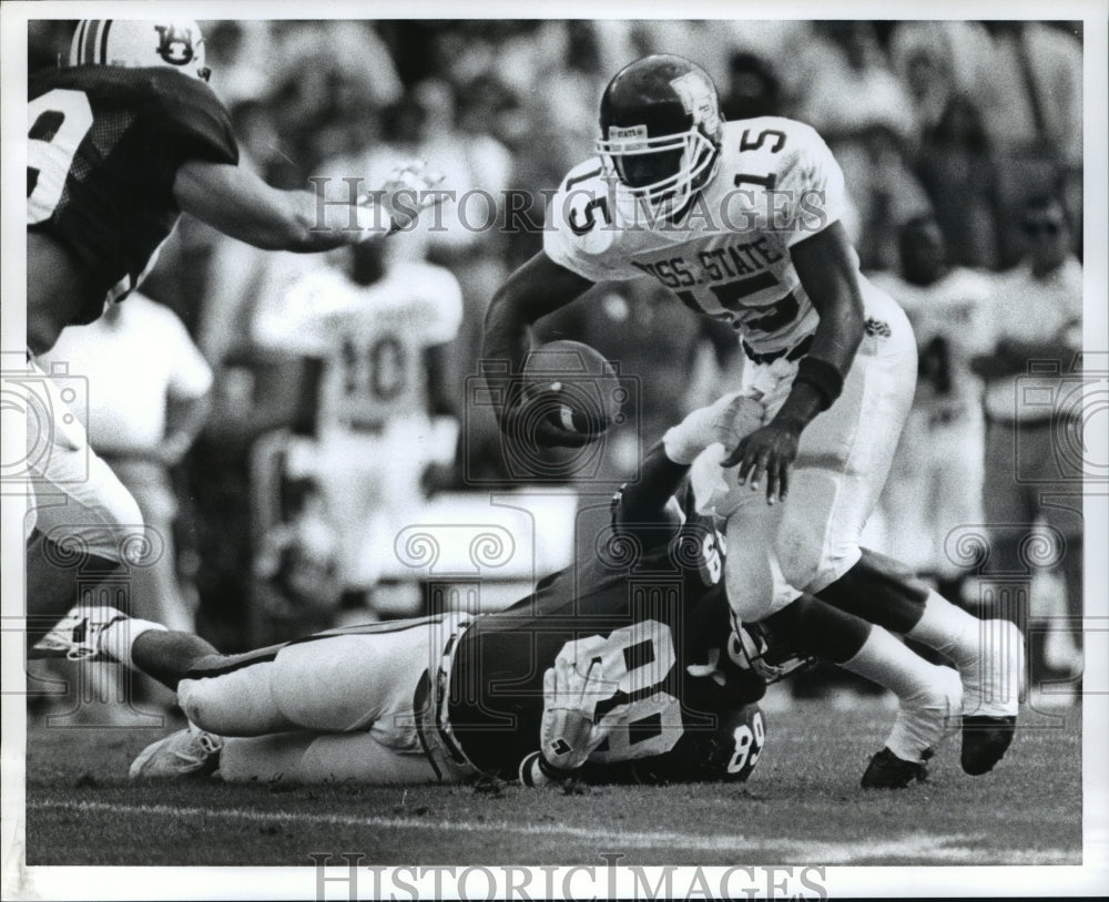 1991 Press Photo Auburn University Football Versus Mississippi State University - Historic Images