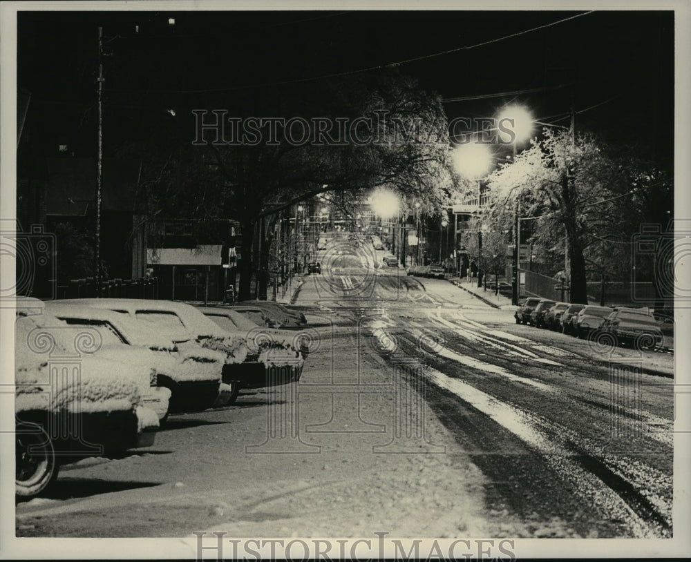 1987 Press Photo Snow Scene in Northside on 23rd Street - abnx01431 - Historic Images