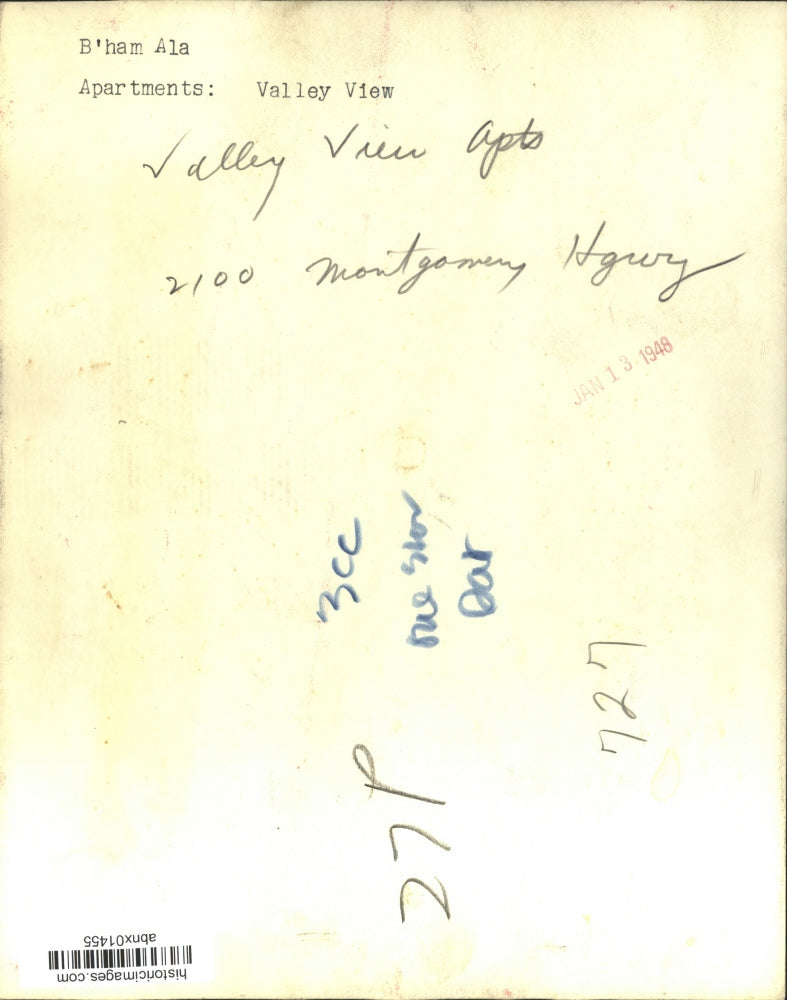 1948 Press Photo Alabama-Birmingham-Construction site for Valley View apartments