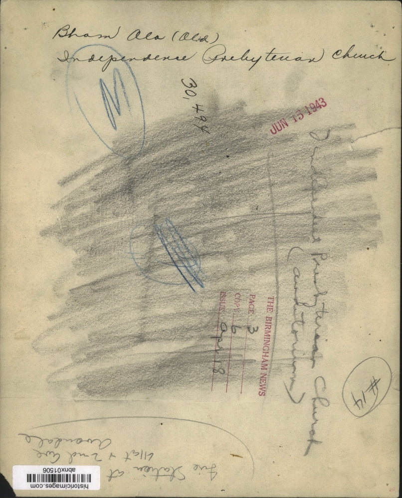 1943 Press Photo Alabama-Old Independence Presbyterian Church, Birmingham