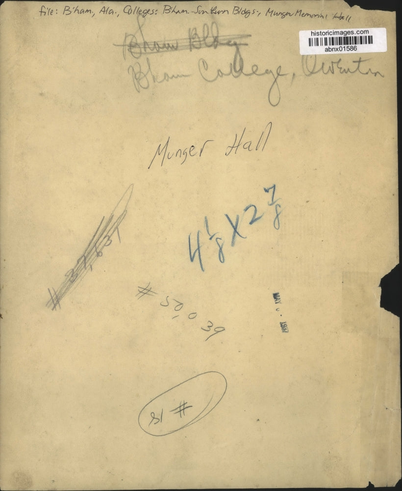 1937 Press Photo Alabama-Birmingham Southern College Munger Memorial Hall.