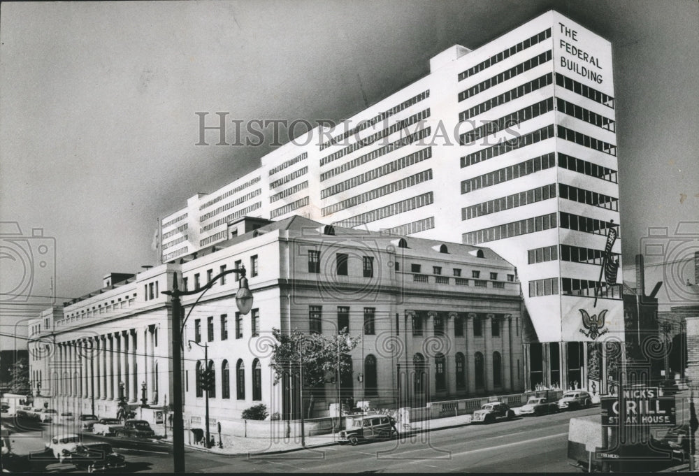 1955 Press Photo Alabama-Birmingham- Drawing shows proposed federal building.- Historic Images