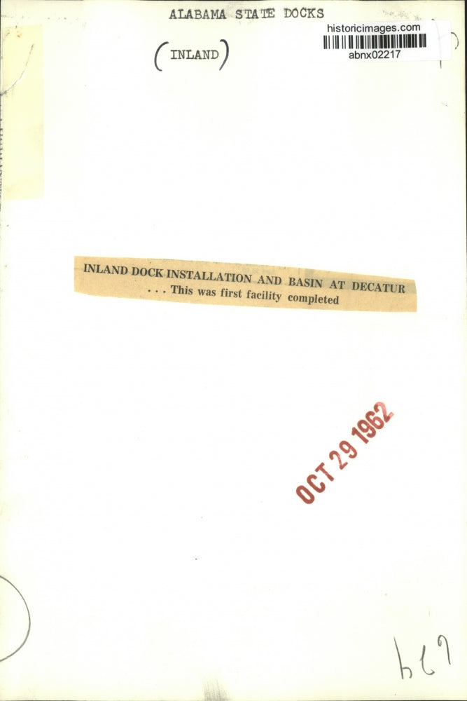 1962 Press Photo Alabama State Inland Dock installation and basin at Decatur