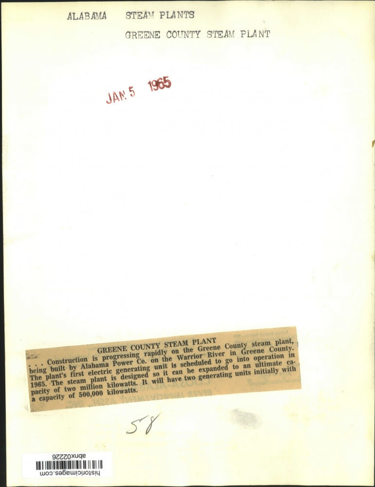 1965 Press Photo Alabama-Aerial view of Greene County steam plant construction.