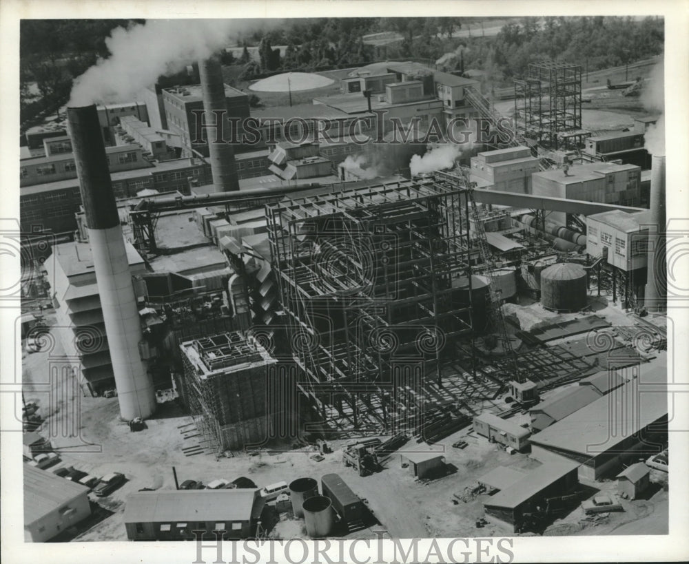 1956 Press Photo Alabama-Mobile-Scott Paper Company's precipitator and boiler.