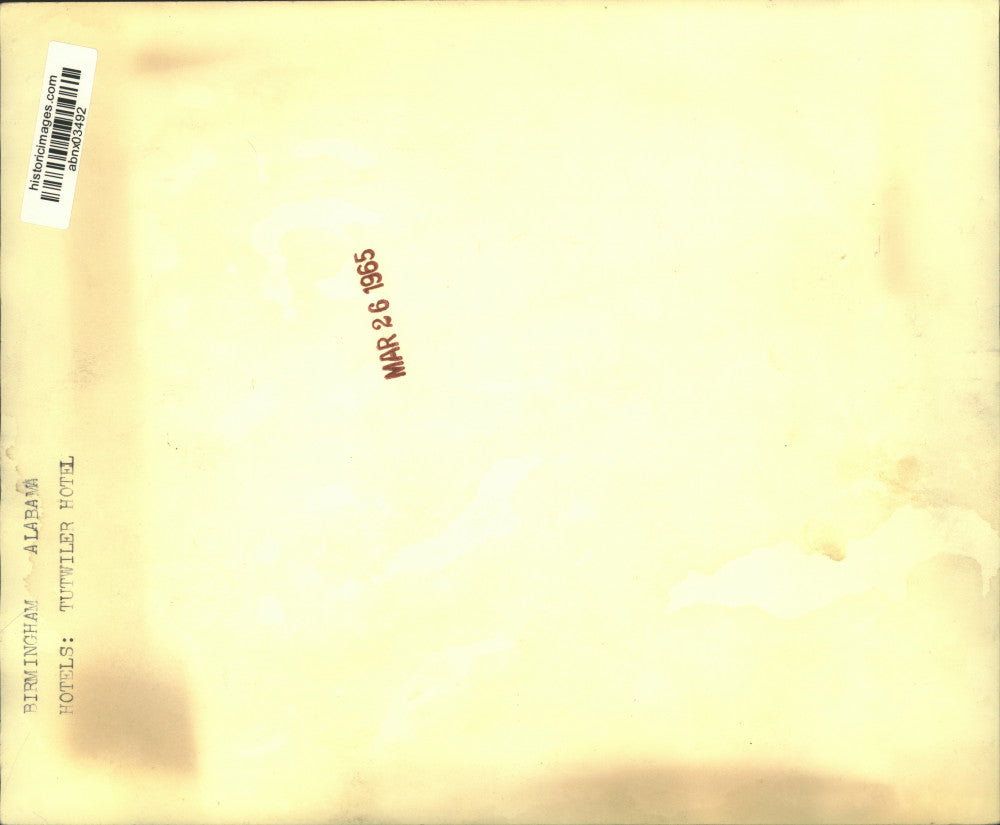 1965 Press Photo Exterior View of Tutwiler Hotel in Birmingham, Alabama