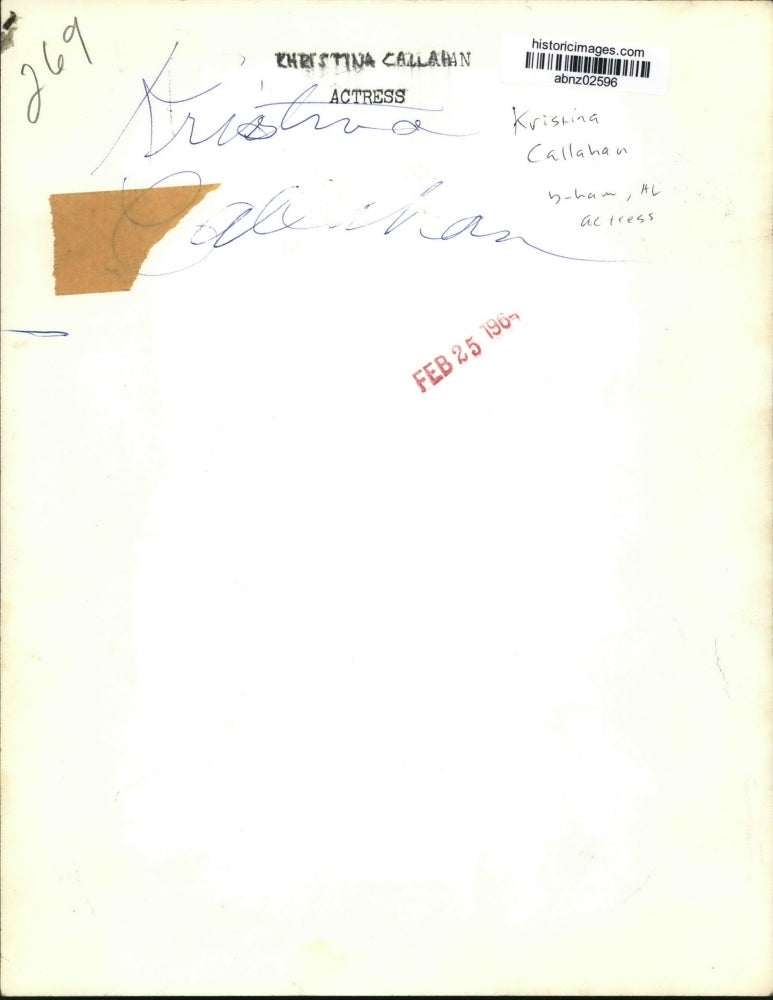 1964 Press Photo Alabama-Birmingham's actress Kristina Callahan. - abnz02596