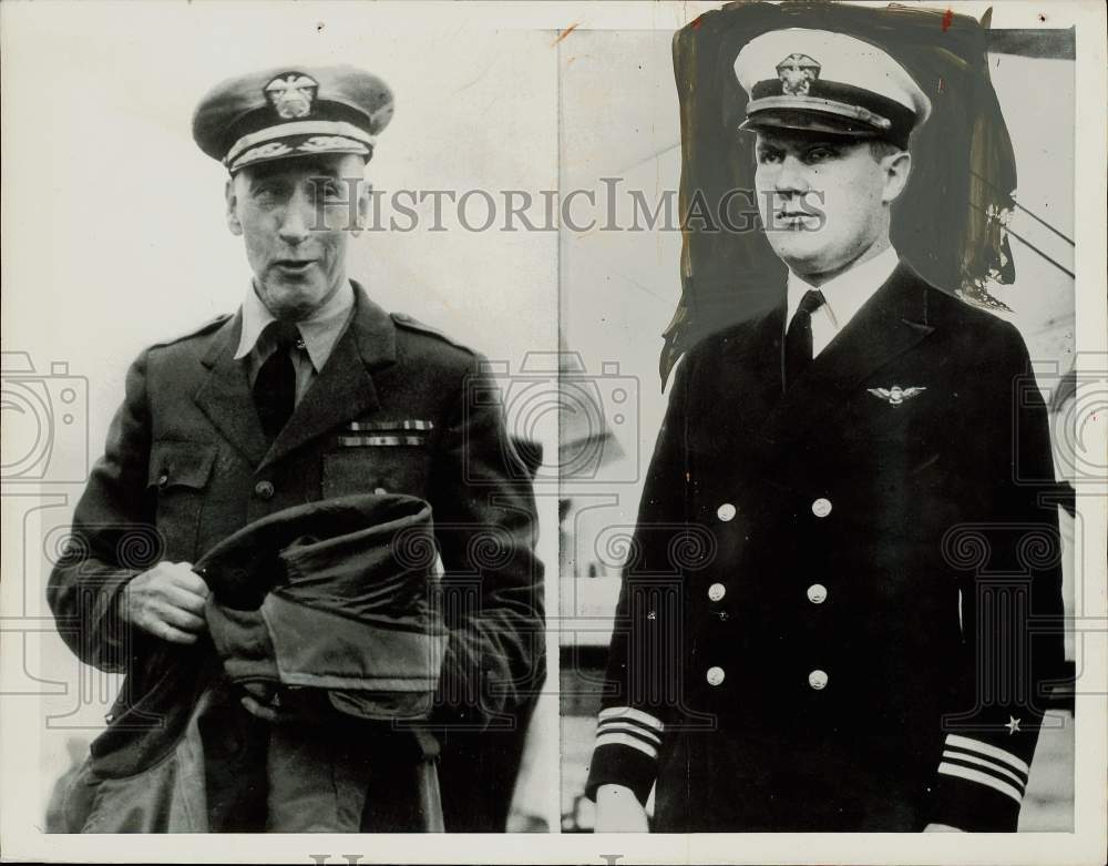 1934 Press Photo J. W. Shoemaker and A. W. Johnson in Military Uniforms - Historic Images