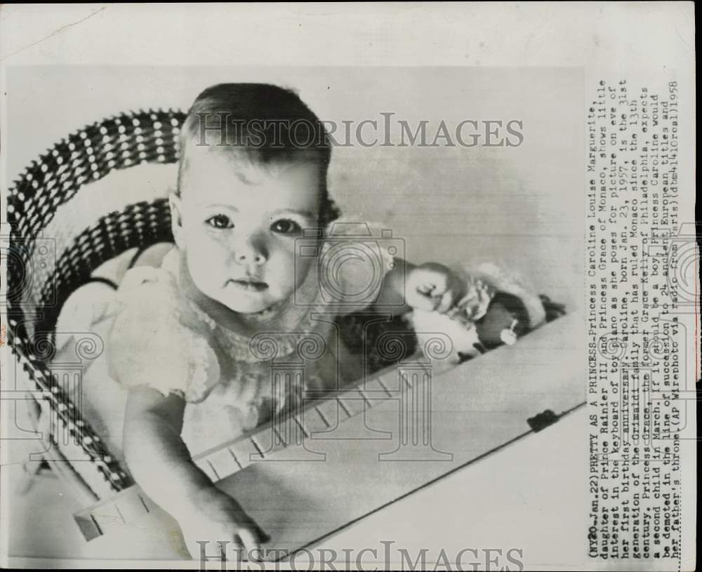 1958 Press Photo Princes Caroline Louise Marguerite of Monaco at Birthday Party - Historic Images