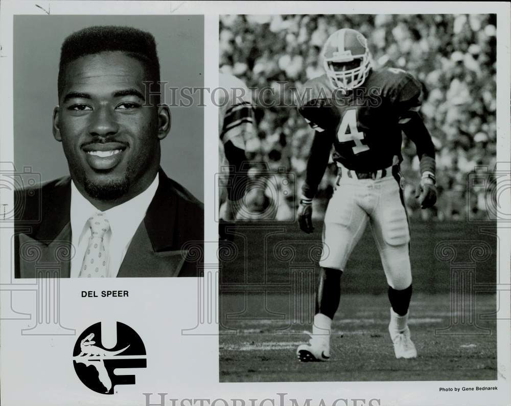 1991 Press Photo Florida State University Gators Football Player Del Speer - Historic Images