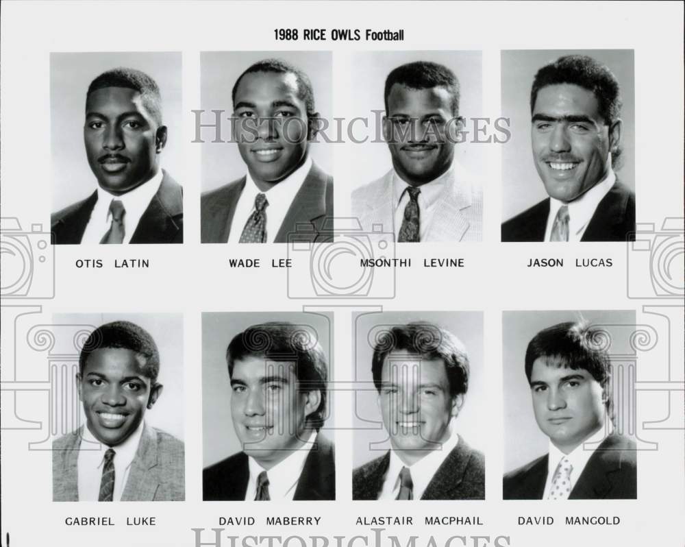 1988 Press Photo Rice University football head shots - afa11156- Historic Images