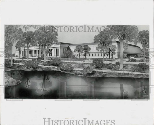 1967 Press Photo Architects' sketch of proposed wing of Boston Museum of Arts - Historic Images