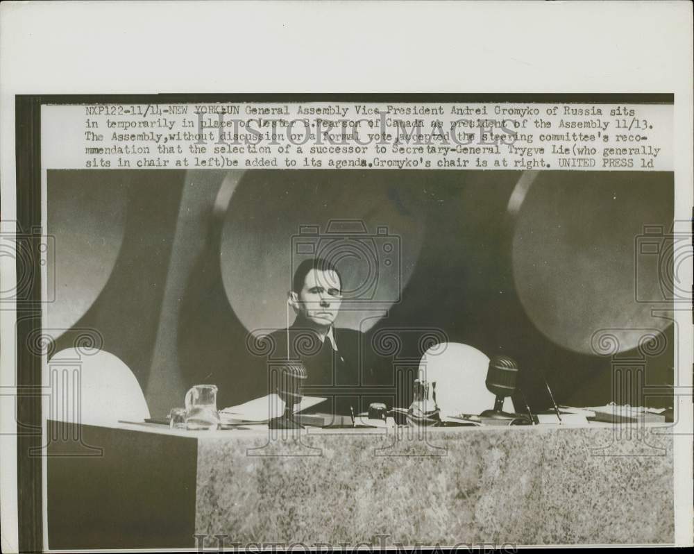 1952 Press Photo United Nations General Assembly Vice President Andrei Gromyko - Historic Images