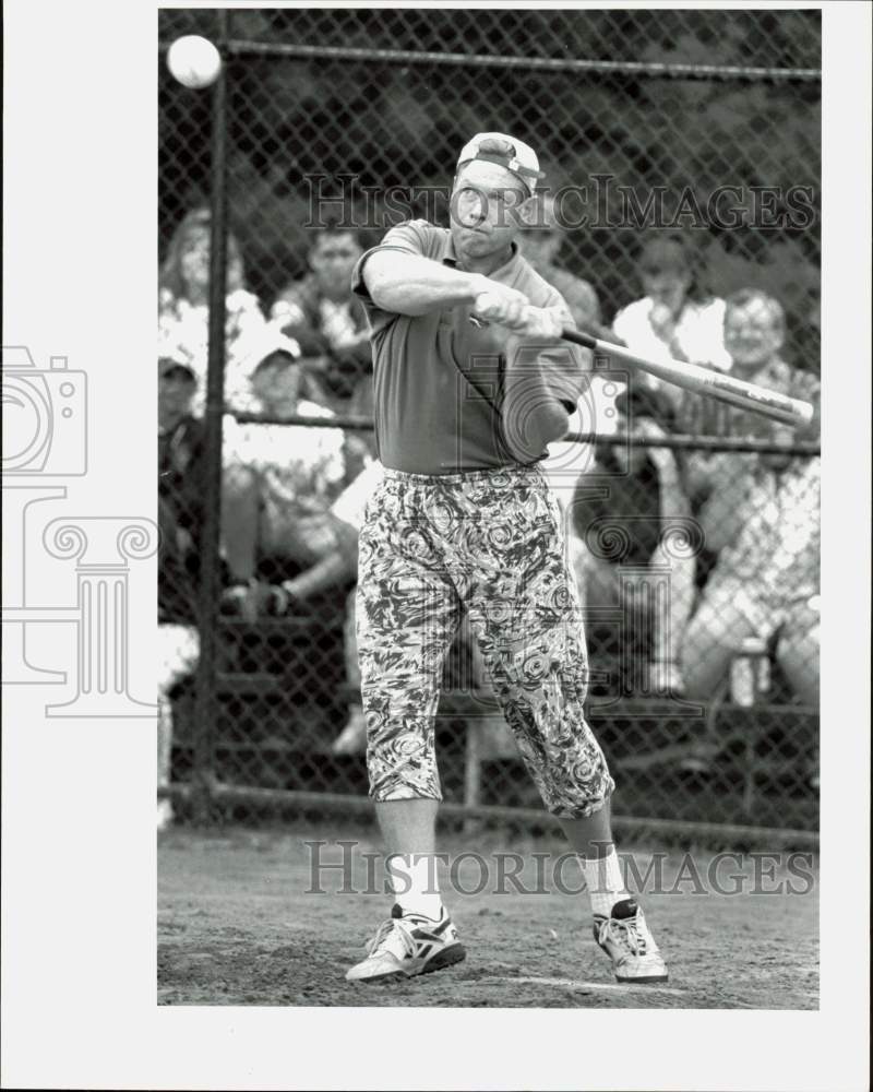 1995 Press Photo Ex-Patriot Steve Nelson at Neely House Benefit Game, Boston, MA - Historic Images