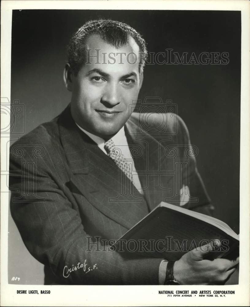 1951 Press Photo Singer Desire Ligeti, basso holding a book - afa21325 - Historic Images