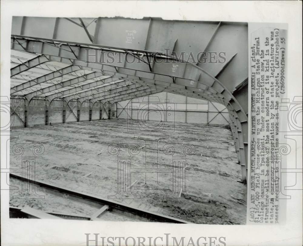 1955 Press Photo Field house at Michigan State Normal College in Ann Arbor, Mich - Historic Images