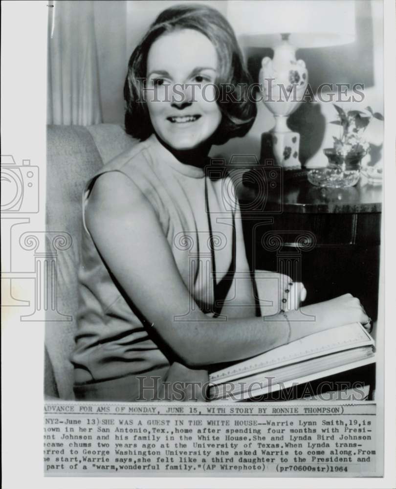 1964 Press Photo Warrie Lynn Smith Lived at White House for 4 Months, Texas - Historic Images