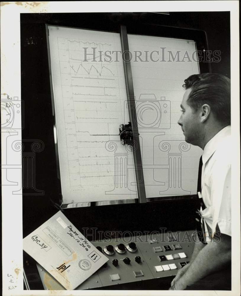 1965 Press Photo Jet Propulsion Lab Worker Will Monitor Mariner IV Radio Signals - Historic Images