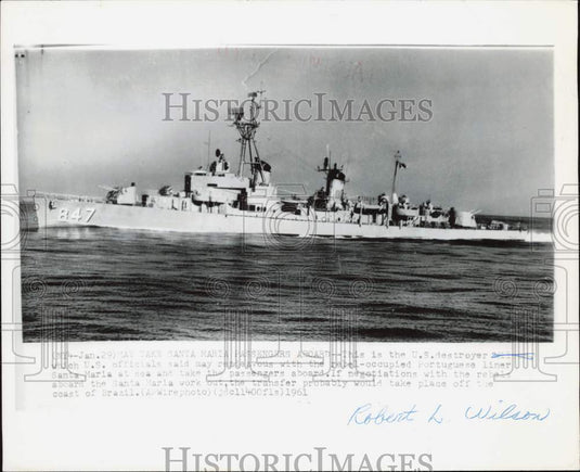 1961 Press Photo A view of the US destroyer Robert L. Wilson - afa29075 - Historic Images