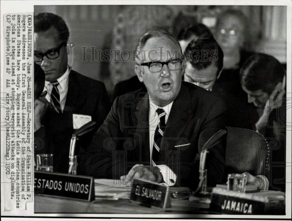 1970 Press Photo U.S. Secretary of State William Rogers at meeting in Washington - Historic Images