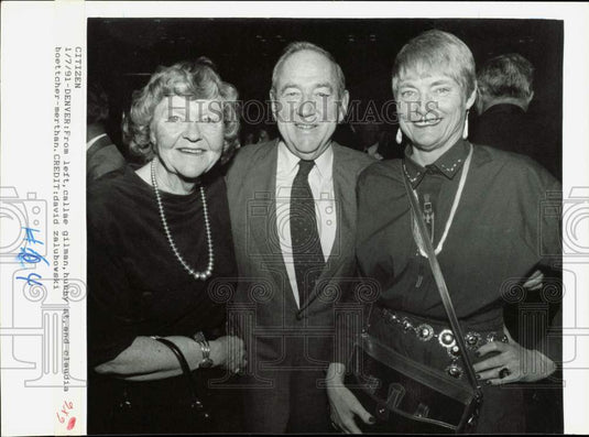 1991 Press Photo Callae & Atwill Gilman with Claudia Boettcher-Merthan in Denver - Historic Images