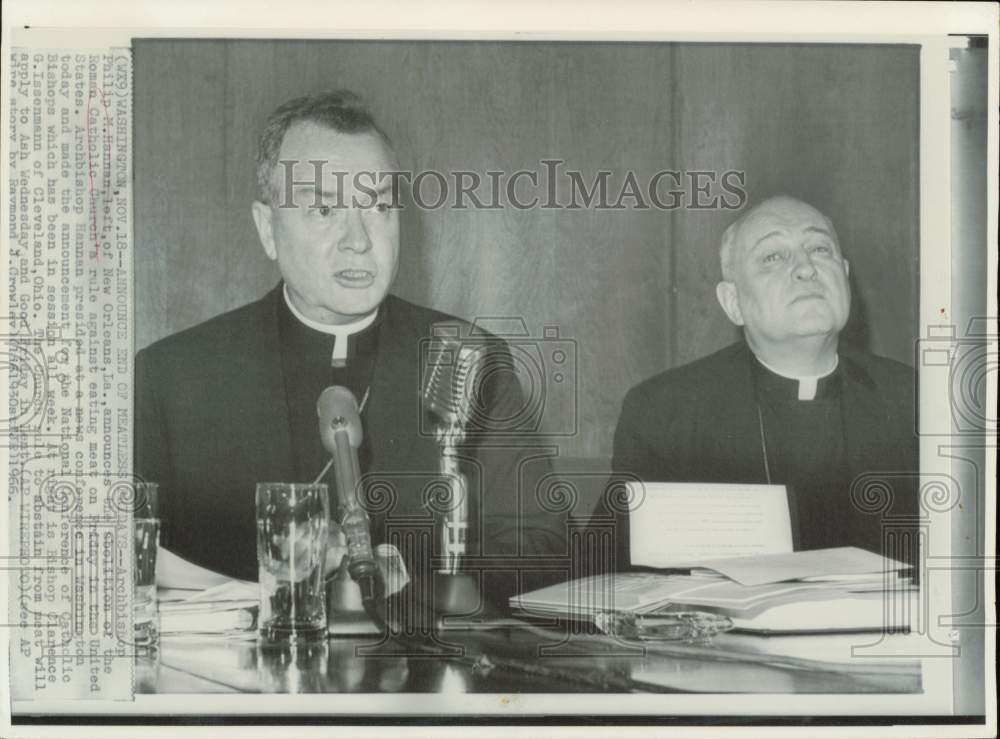 1966 Press Photo Archbishop Philip Hannan makes announcement in Washington.- Historic Images