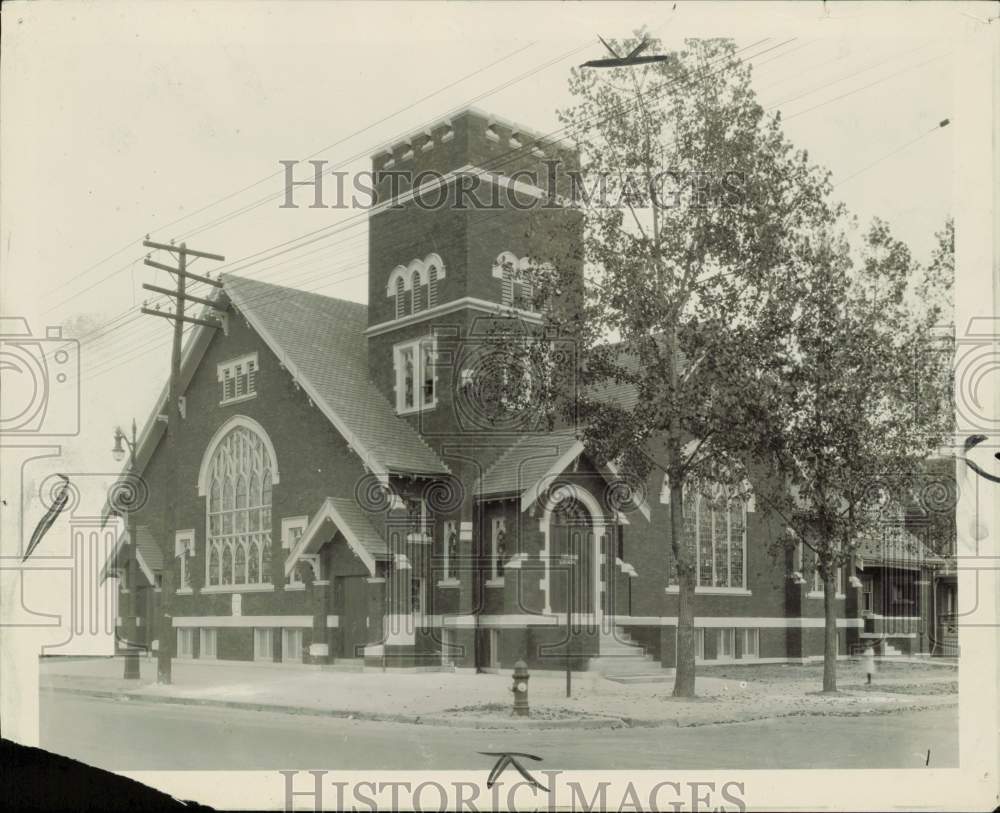 1924 Press Photo Messiah Lutheran Church, Kircheval And Lakewood Avenue, Detroit - Historic Images