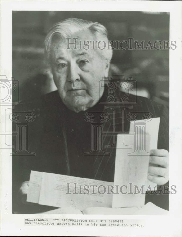 1984 Press Photo Attorney Melvin Belli in His San Francisco Office - afa39213 - Historic Images