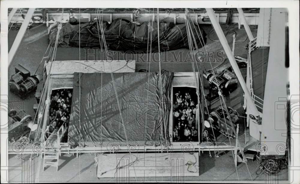 1962 Press Photo Cuban Refugees Aboard African Pilot Freighter Near Florida - Historic Images