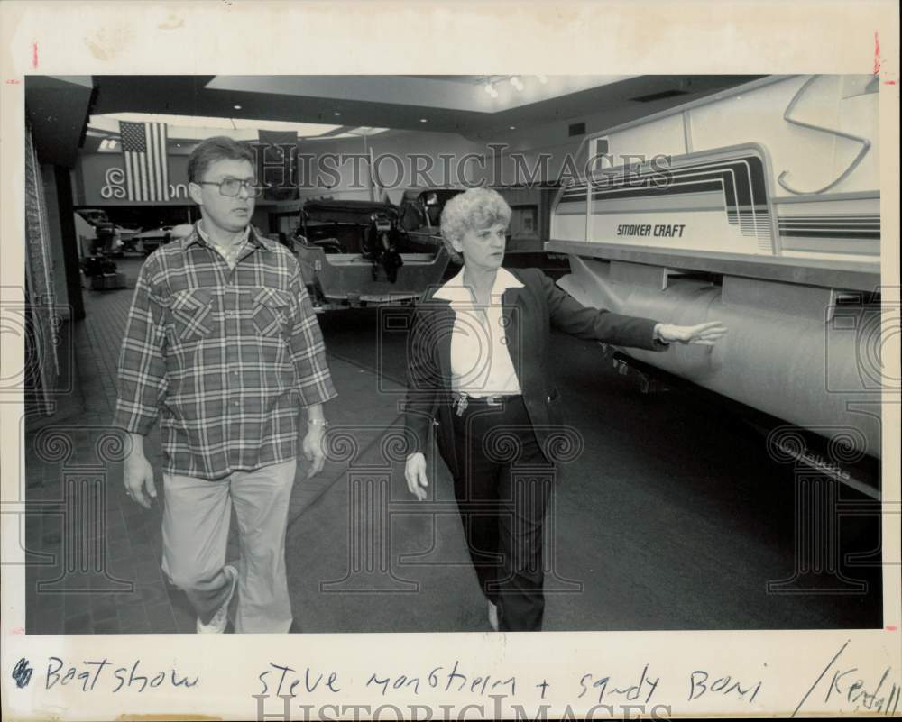 1991 Press Photo Steve Morgheim &amp; Sandy Boni at Boat Show - afa42221 - Historic Images