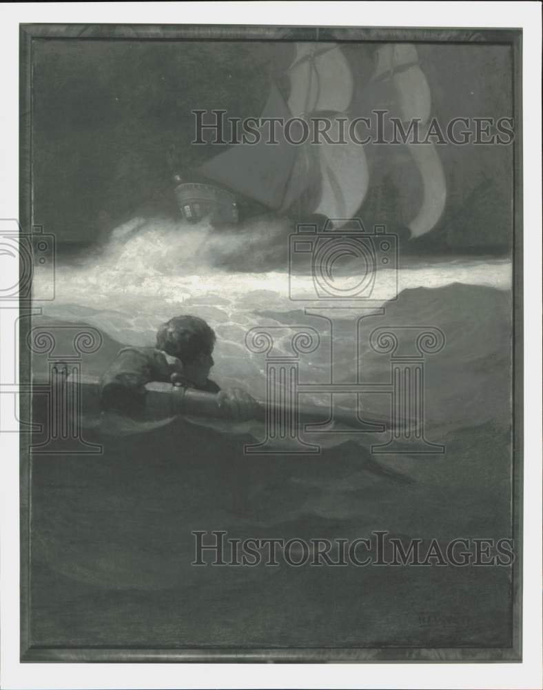 Press Photo N.C. Wyeth&#39;s painting The Wreck of the &quot;Covenant&quot; in &quot;Kidnapped.&quot; - Historic Images