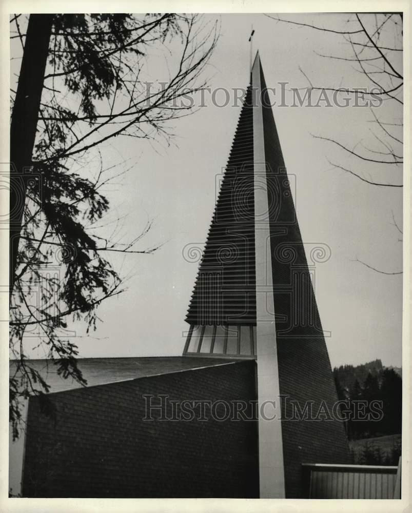 1966 Press Photo Modern all steel church in Schwarzsee, Switzerland. - afx01829 - Historic Images