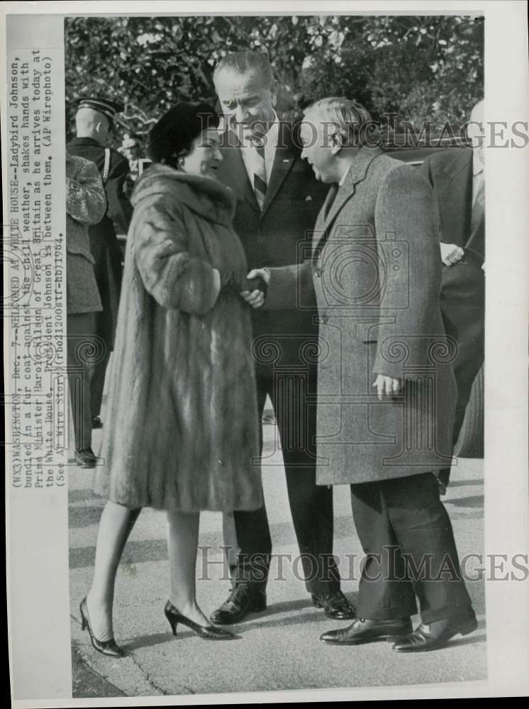 1964 Press Photo President Lyndon &amp; Lady Bird Johnson, Harold Wilson, Washington - Historic Images