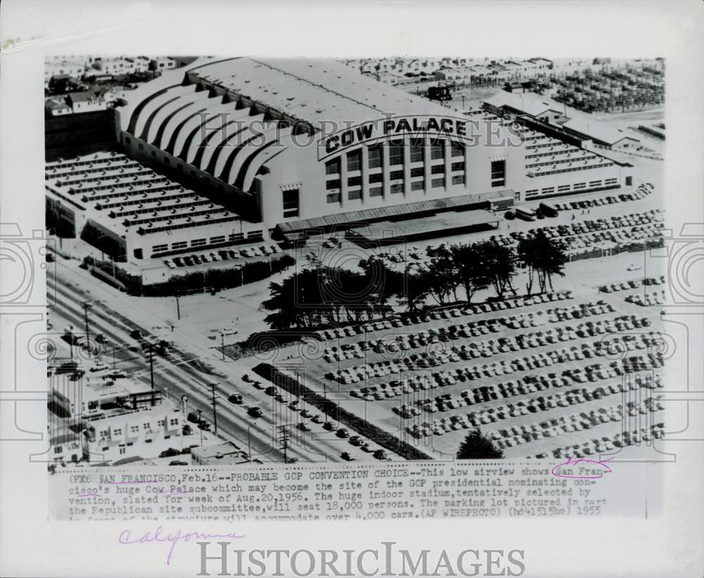 1955 Press Photo Cow Palace In San Francisco Likely Republican Convention Site - Historic Images